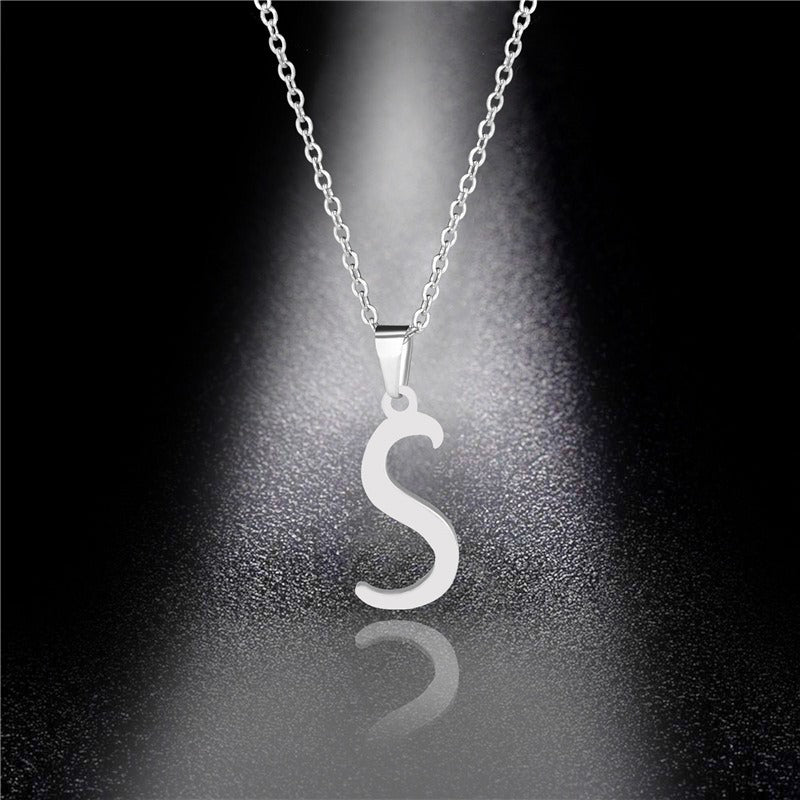 26 Letters Optional Minimalist Silver Necklace - Unisex Personalized Custom Initial Name Accessory