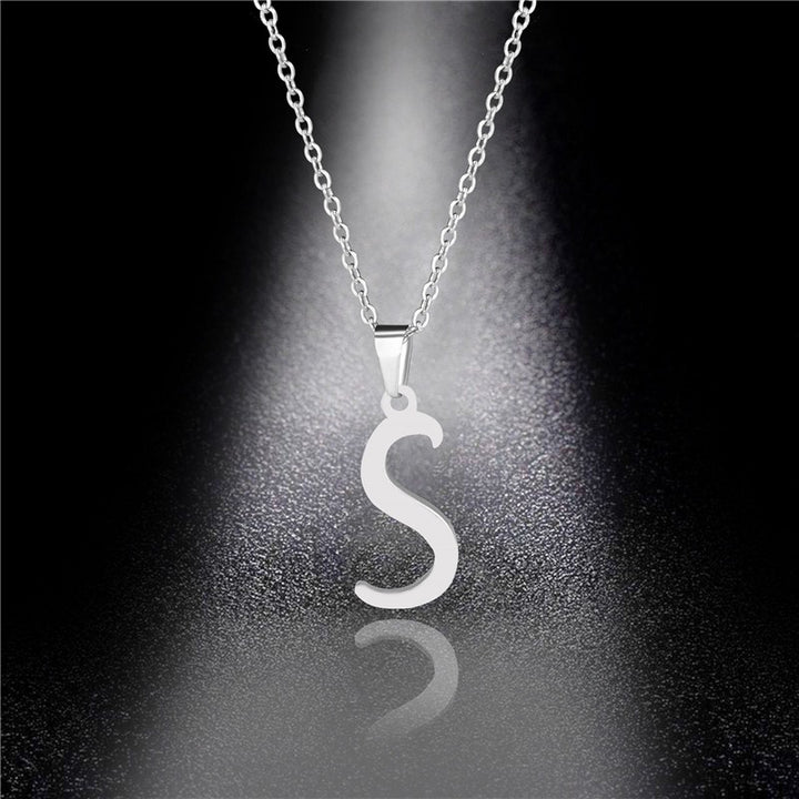 26 Letters Optional Minimalist Silver Necklace - Unisex Personalized Custom Initial Name Accessory