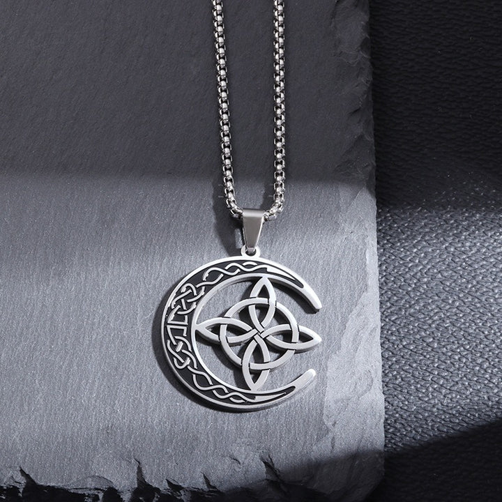 Crescent Moon Witch Protection Knot Necklace