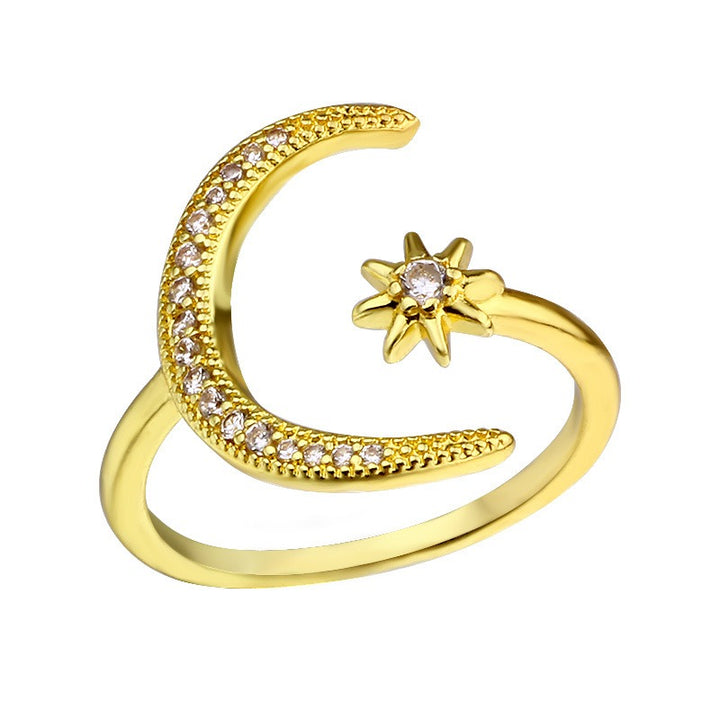 Moon & Star Adjustable Open Ring