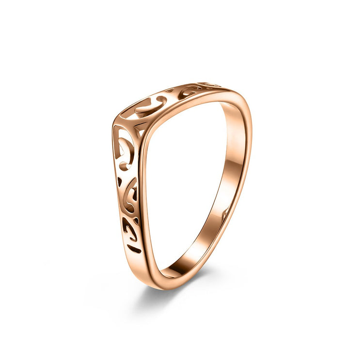 S925 Silver Light Luxury Niche Statement Band : Dual-Color Hollow Totem Ring
