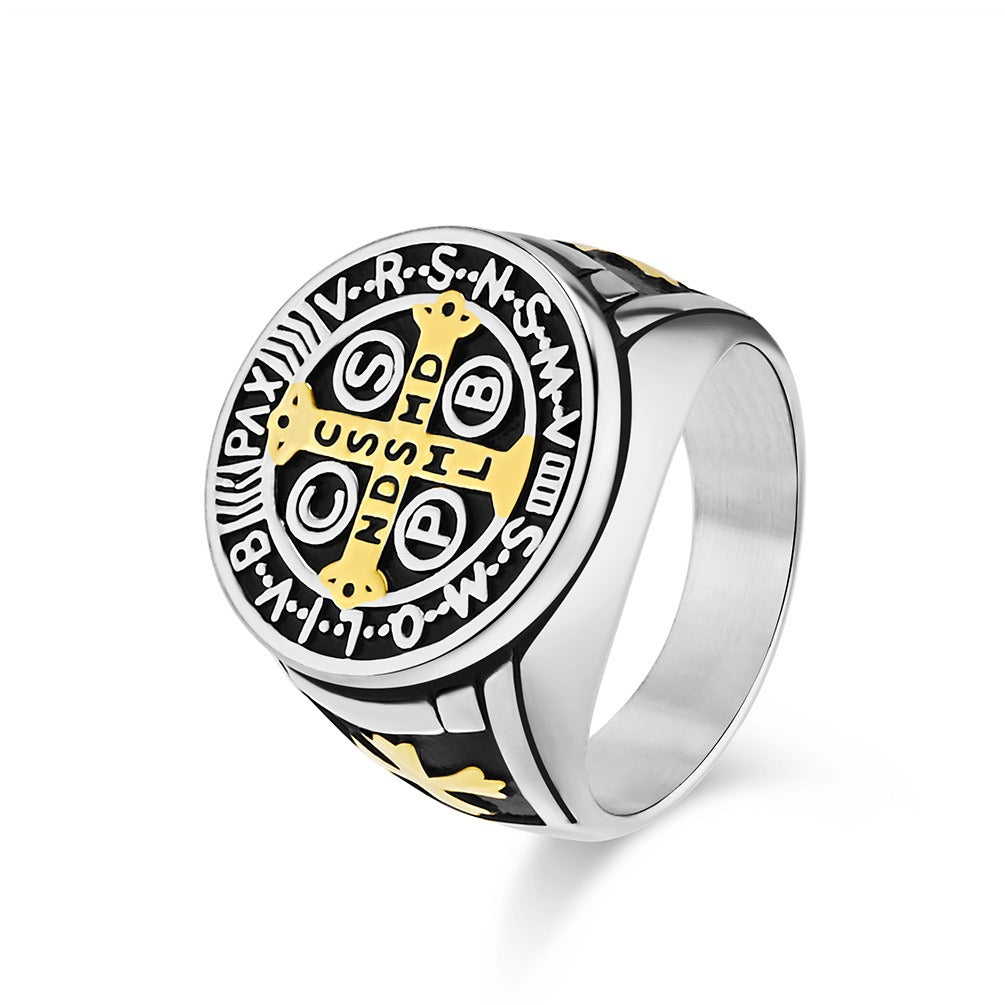 18K Gold/Silver Vintage Totem Light Luxury Niche Band