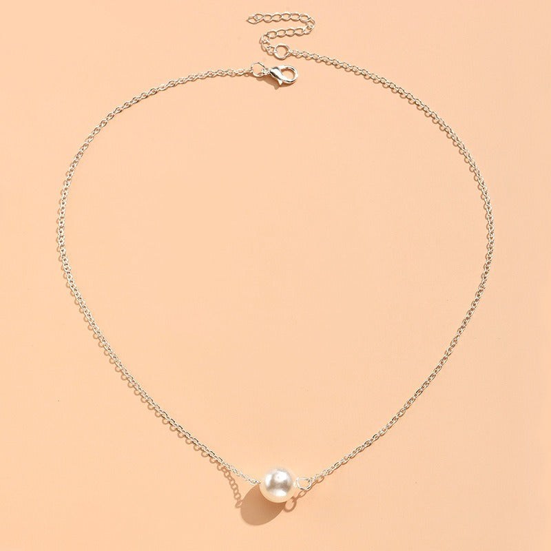 18K Gold/Silver Single Pearl Necklace - Light Luxury Minimalist Choker