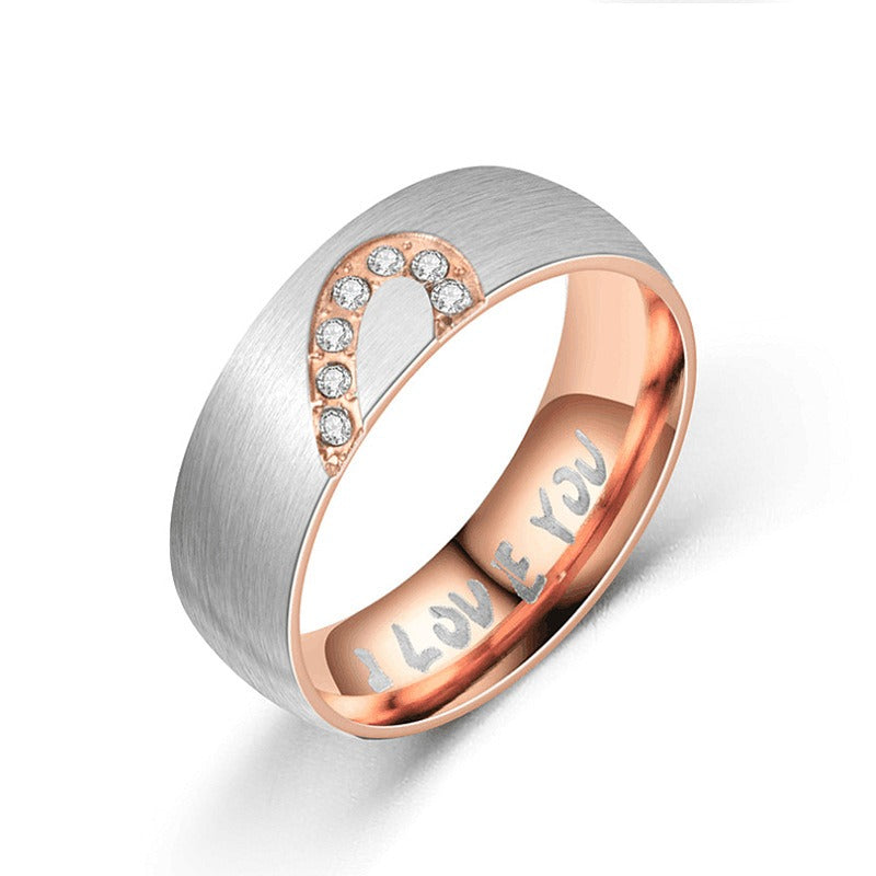 18k Gold Light Luxury Niche Two-Tone Diamond-Studded Hidden Engraving Couple Rings