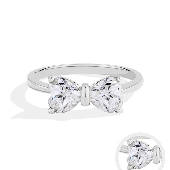 18K Gold / 18K White Gold Double Stone Bow Ring Minimal & Elegant Fine Jewelry Design