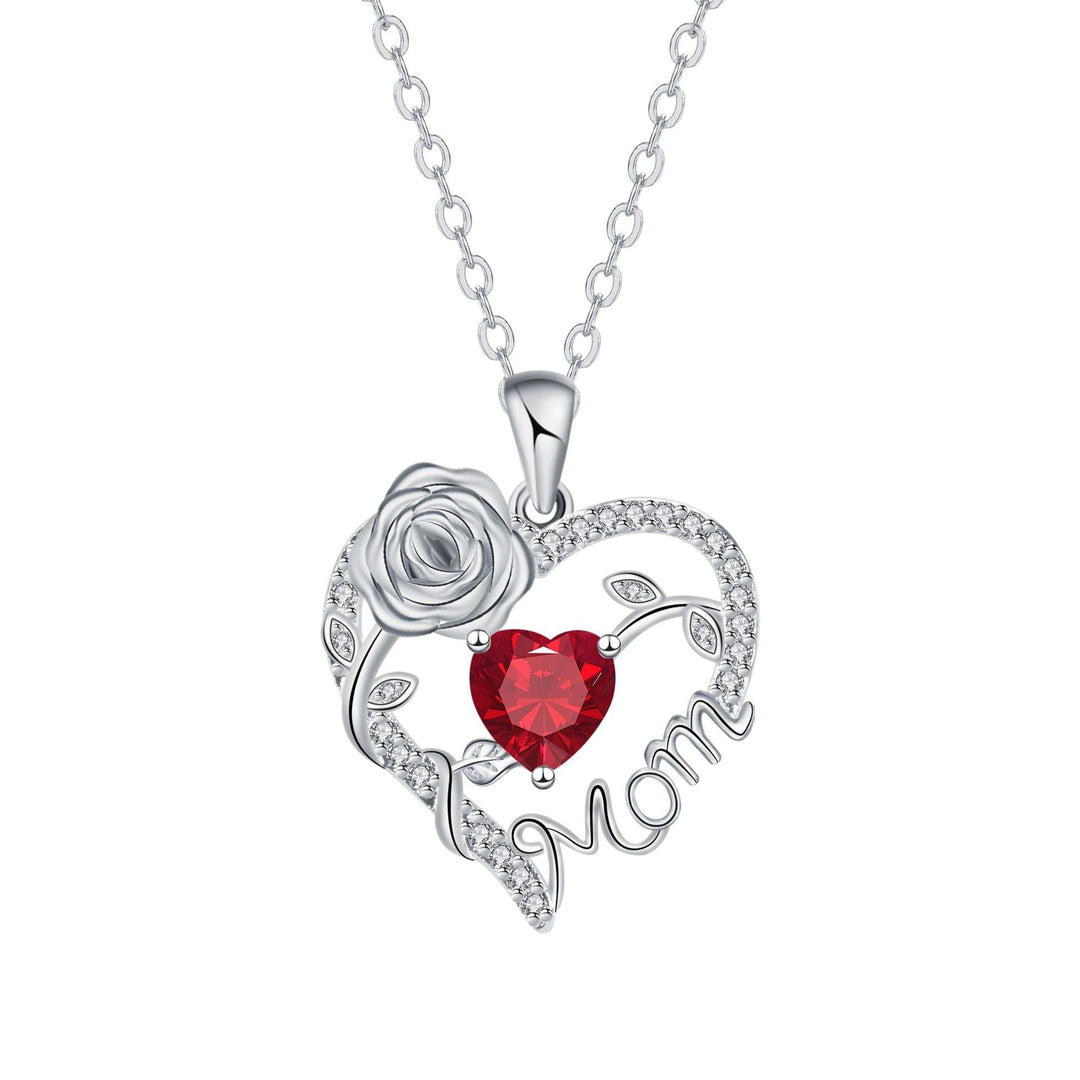 Heart Rose Mom Multi-Color Gem Necklace Light Luxury Memorial Choker