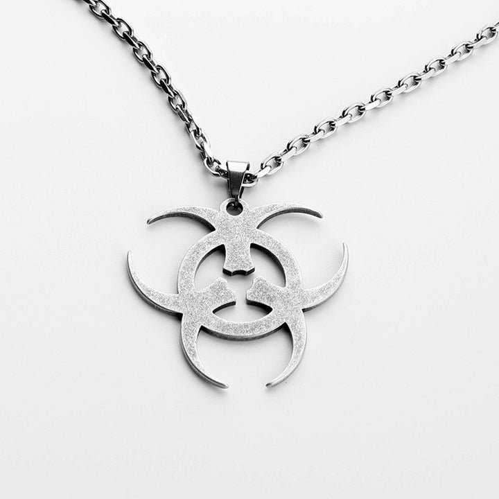Personalized Biohazard Symbol Necklace - Silver/Retro Silver Two-Color Men's Dark-Style Accessory