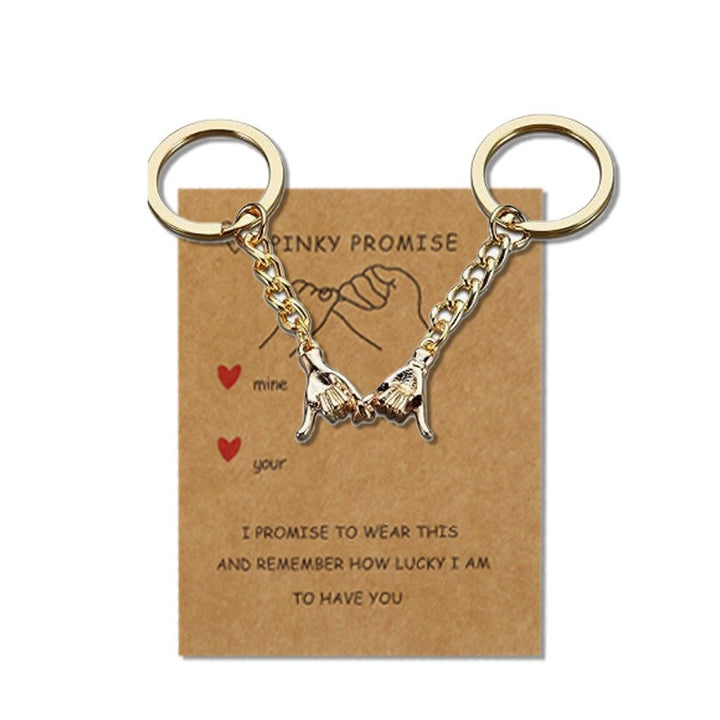 Pinky Promise Couple Keychain Set – Matching Promise Hands with Message Card
