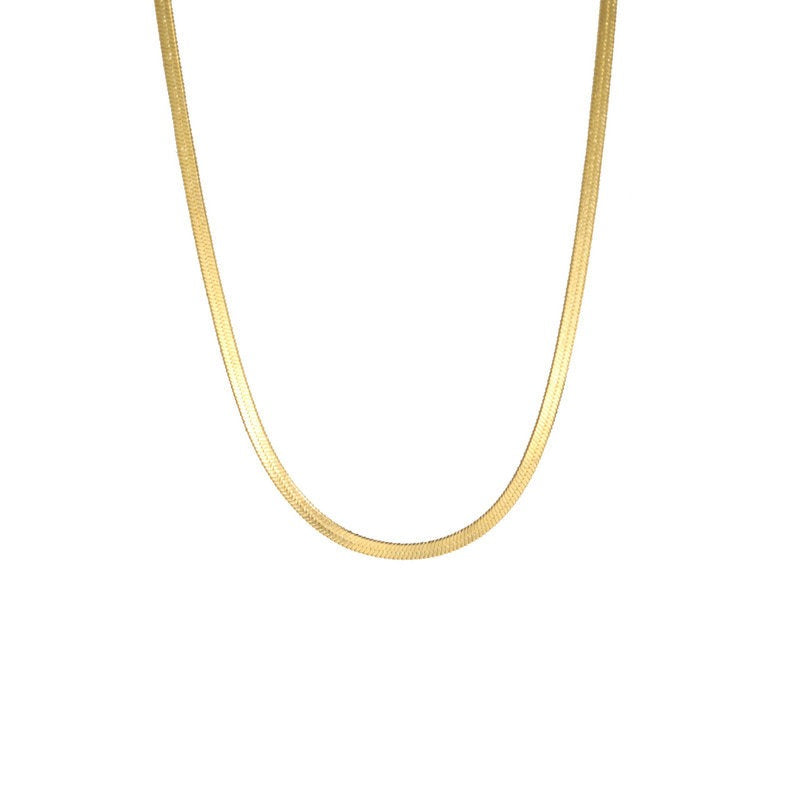 18K Gold Light Luxury Stackable Choker European Multi-Size Dual-Color Snake Chain Necklace