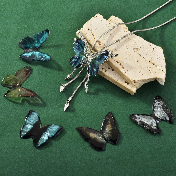 S925 Silver 6 Styles Available Light Luxury Dark Butterfly Pendant Necklace