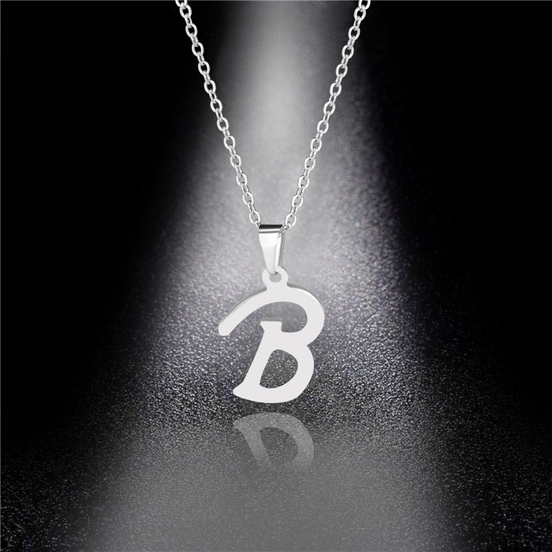 26 Letters Optional Minimalist Silver Necklace - Unisex Personalized Custom Initial Name Accessory