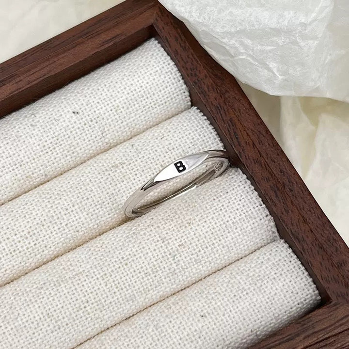 S925 Silver 18K Gold 26-Letter Minimalist Plain Band Ring