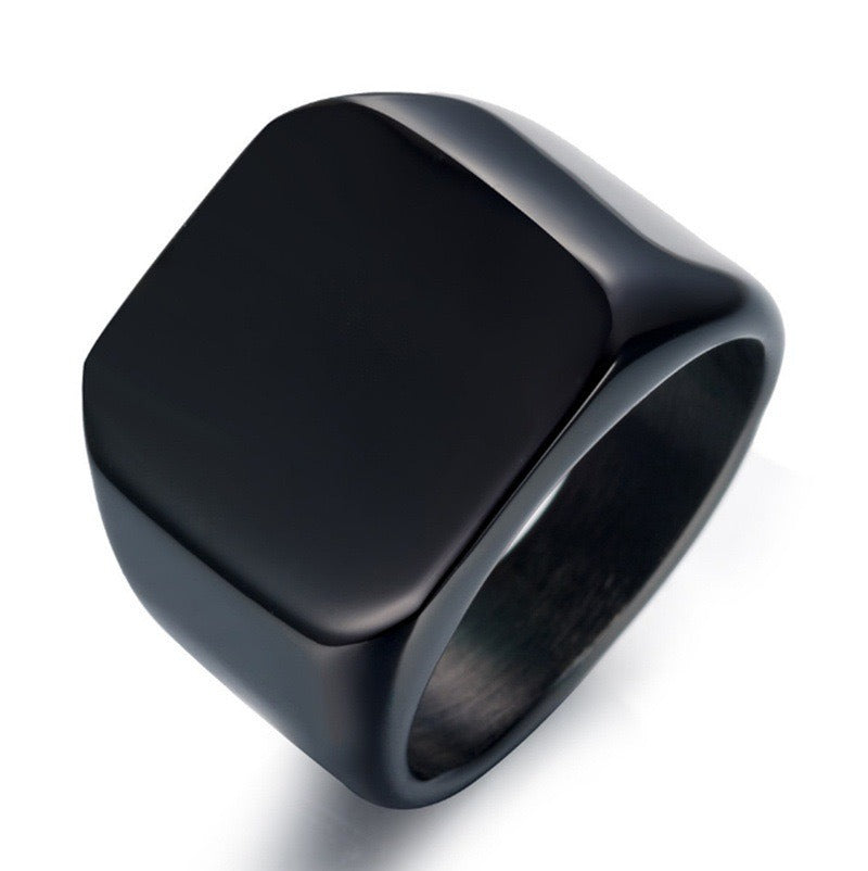 18K Gold/Silver Geometric Plain Band Ring - Minimalist Wide Band Light Luxury Niche Band