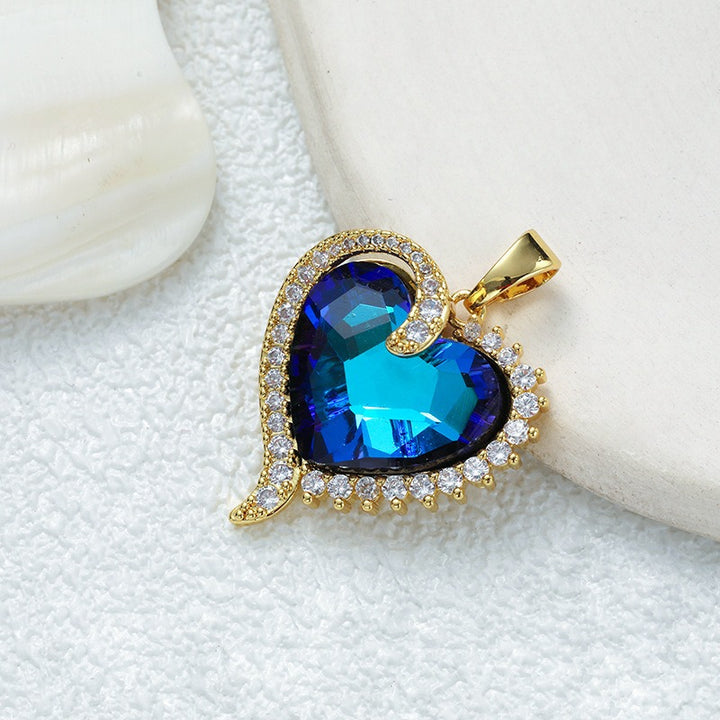 18K Gold Multi-Color Diamond-Paved Color Crystal Pendant Necklace
