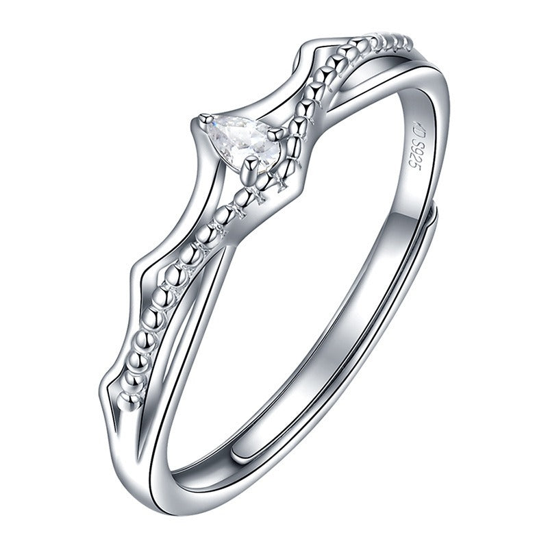 S925 Silver Princess & Knight Couple Rings - Partial Diamond-Studded Romantic Interactive Bands