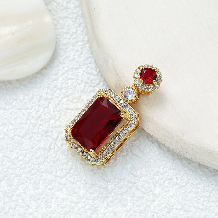 18K Gold Multi-Color Diamond-Paved Color Crystal Pendant Necklace