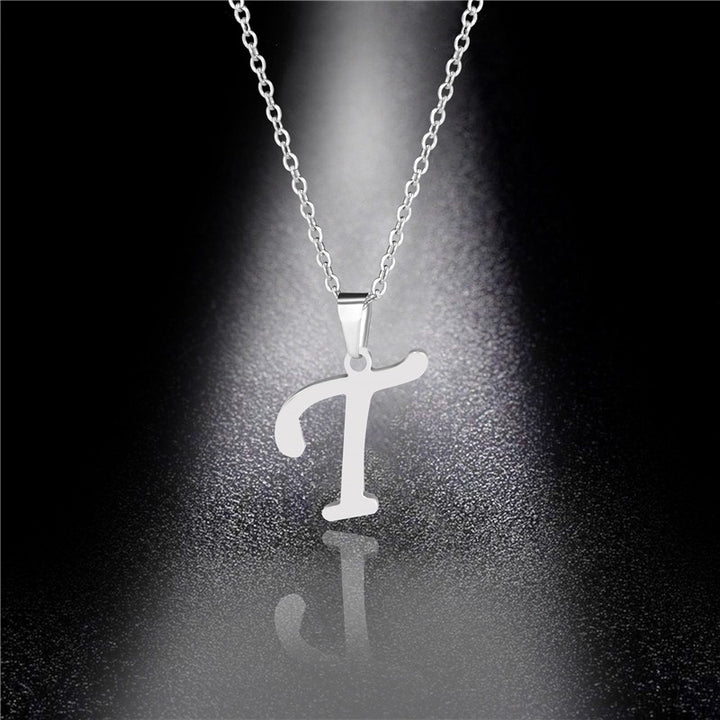 26 Letters Optional Minimalist Silver Necklace - Unisex Personalized Custom Initial Name Accessory
