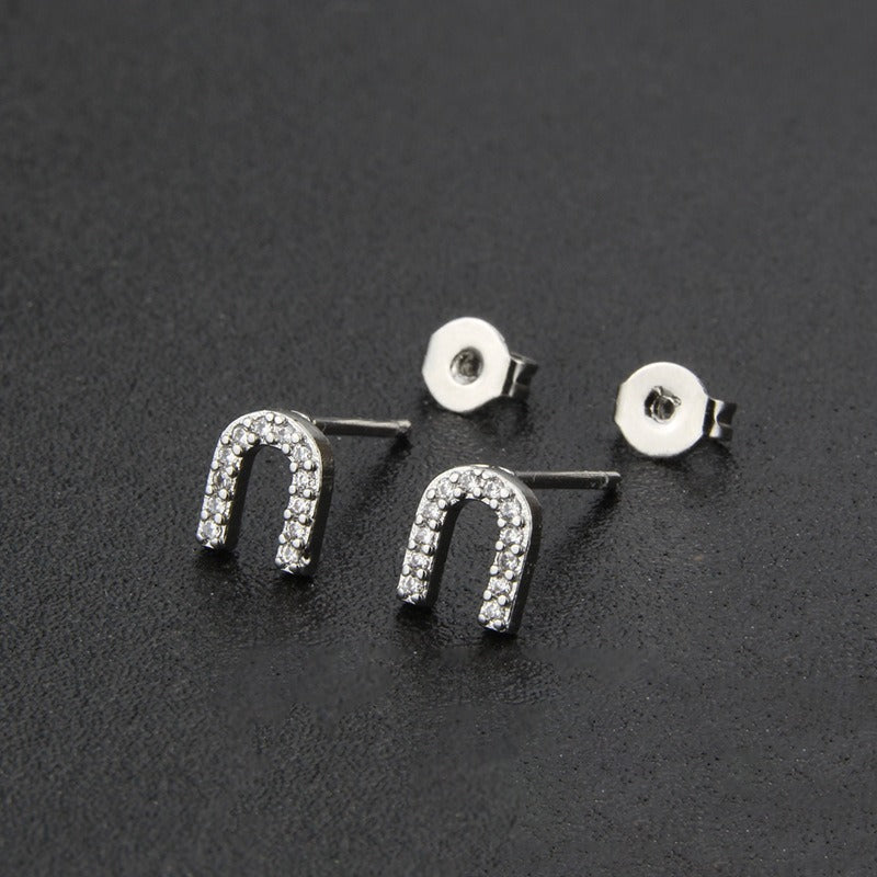 18K Gold 26-Letter Full-Diamond Earrings