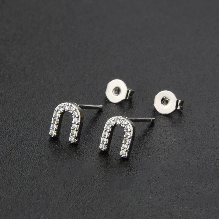 18K Gold 26-Letter Full-Diamond Earrings