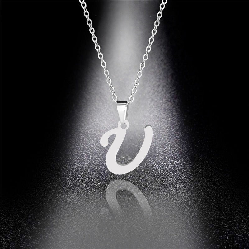 26 Letters Optional Minimalist Silver Necklace - Unisex Personalized Custom Initial Name Accessory
