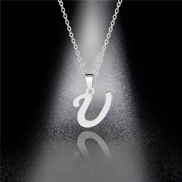 26 Letters Optional Minimalist Silver Necklace - Unisex Personalized Custom Initial Name Accessory