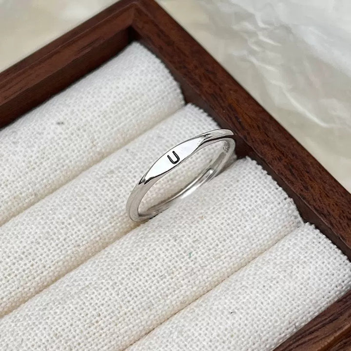 S925 Silver 18K Gold 26-Letter Minimalist Plain Band Ring