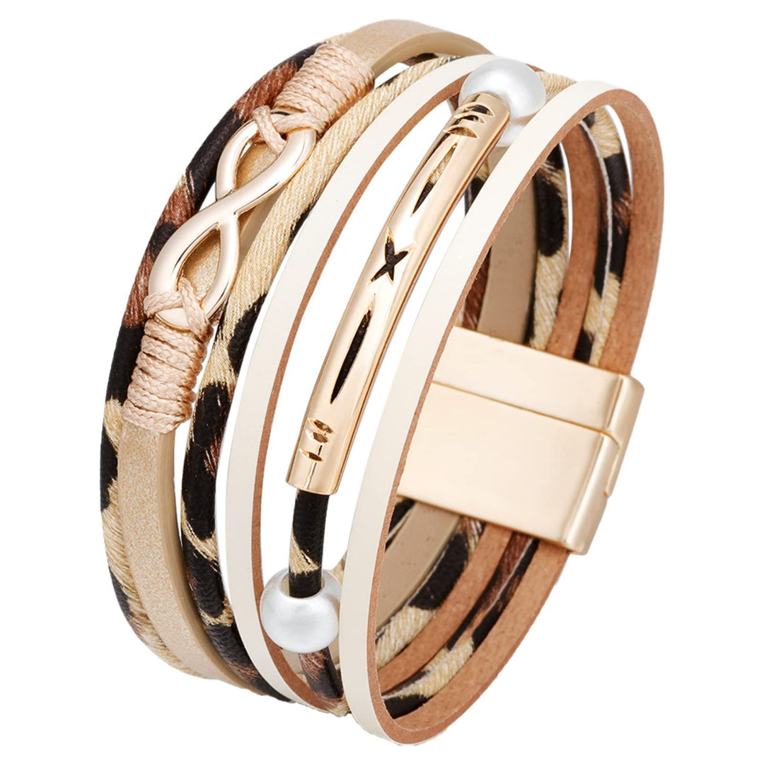 Multi-Color Multi-Layer Heart Braided Bracelet - Leather Diamond-Paved Niche Light Luxury Bracelet