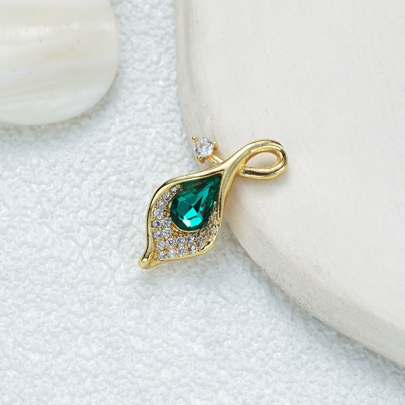 18K Gold Multi-Color Diamond-Paved Color Crystal Pendant Necklace