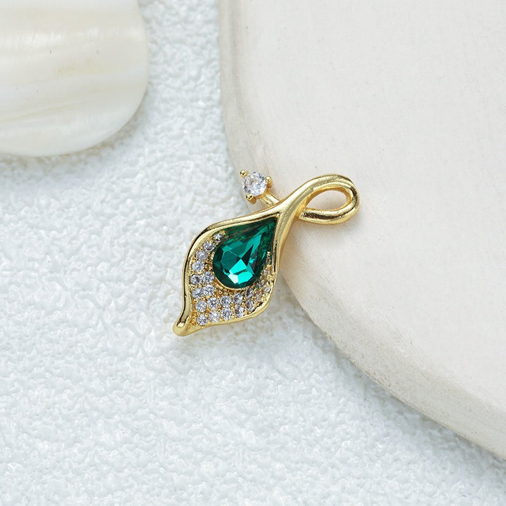 18K Gold Multi-Color Diamond-Paved Color Crystal Pendant Necklace