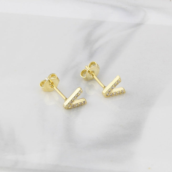 18K Gold 26-Letter Full-Diamond Earrings