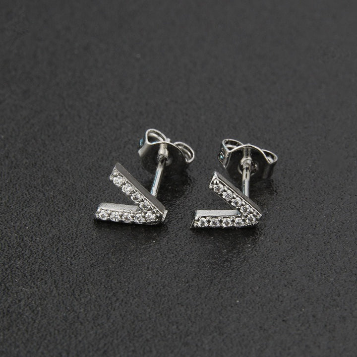 18K Gold 26-Letter Full-Diamond Earrings