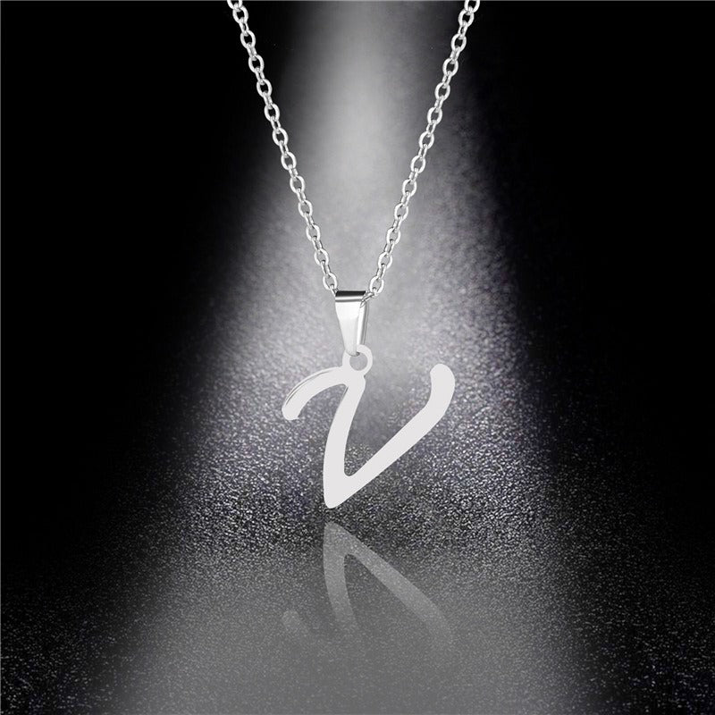 26 Letters Optional Minimalist Silver Necklace - Unisex Personalized Custom Initial Name Accessory
