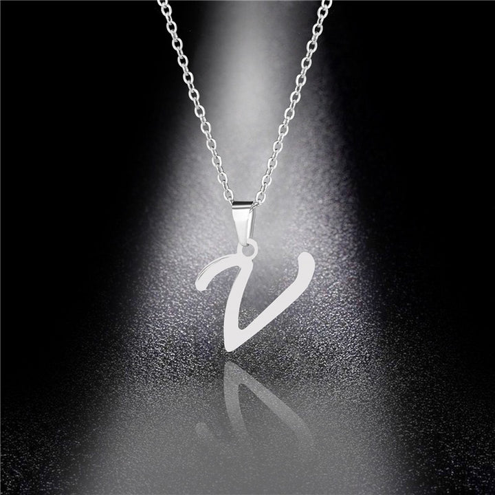 26 Letters Optional Minimalist Silver Necklace - Unisex Personalized Custom Initial Name Accessory