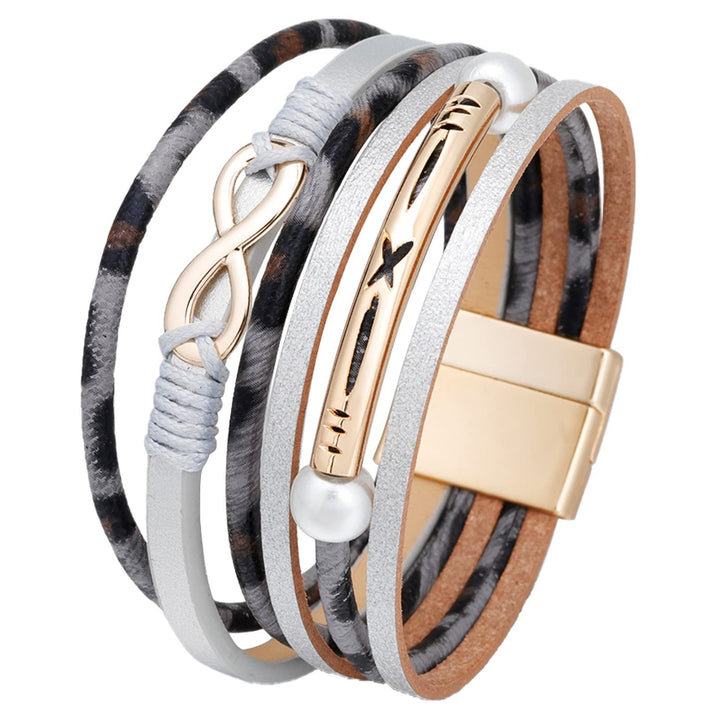 Multi-Color Multi-Layer Heart Braided Bracelet - Leather Diamond-Paved Niche Light Luxury Bracelet