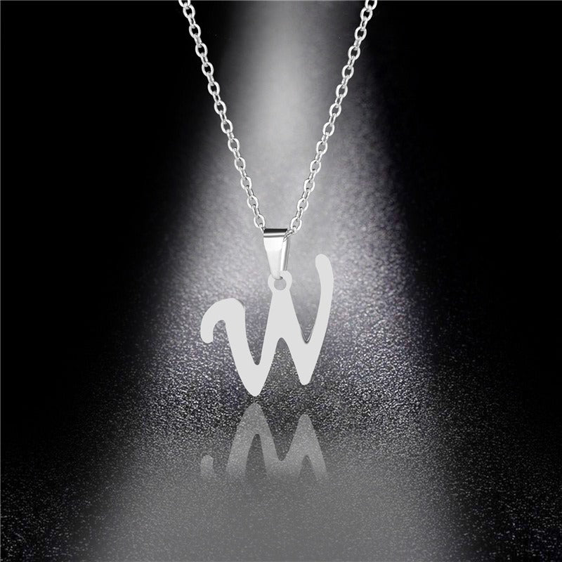 26 Letters Optional Minimalist Silver Necklace - Unisex Personalized Custom Initial Name Accessory