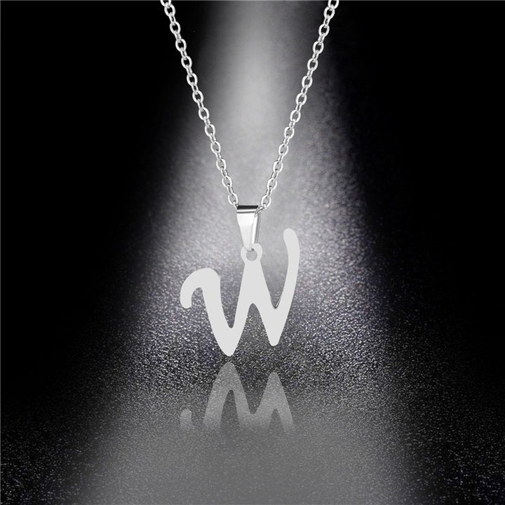 26 Letters Optional Minimalist Silver Necklace - Unisex Personalized Custom Initial Name Accessory