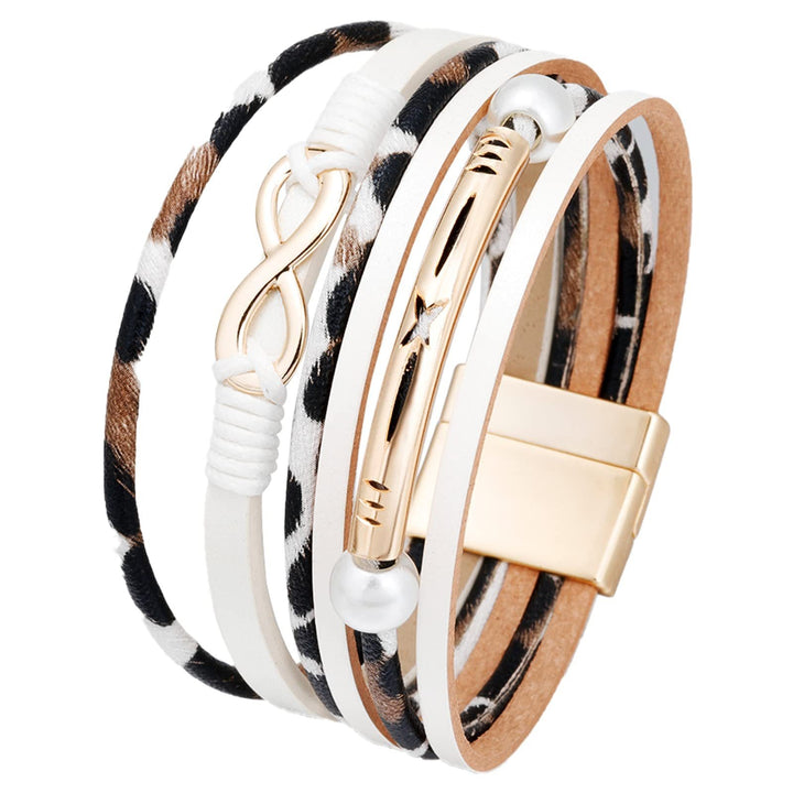 Multi-Color Multi-Layer Heart Braided Bracelet - Leather Diamond-Paved Niche Light Luxury Bracelet