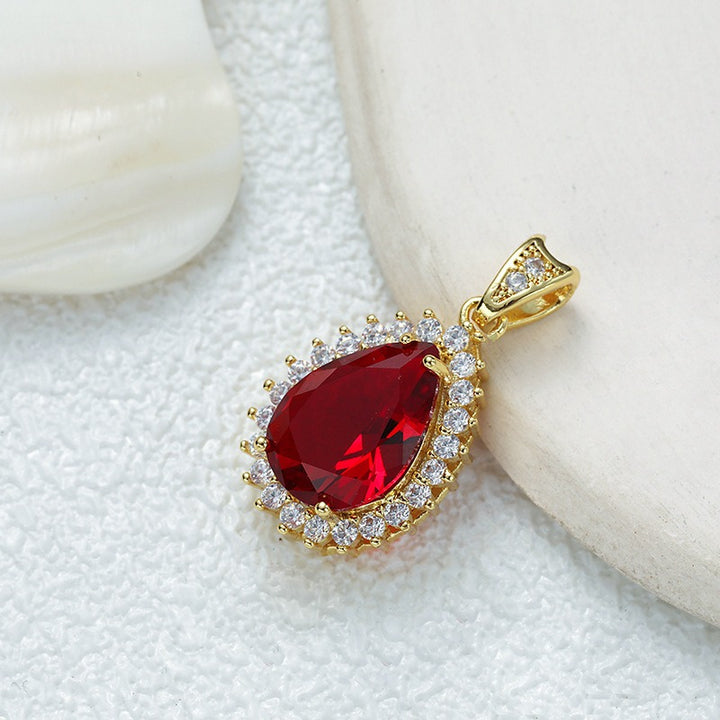 18K Gold Multi-Color Diamond-Paved Color Crystal Pendant Necklace