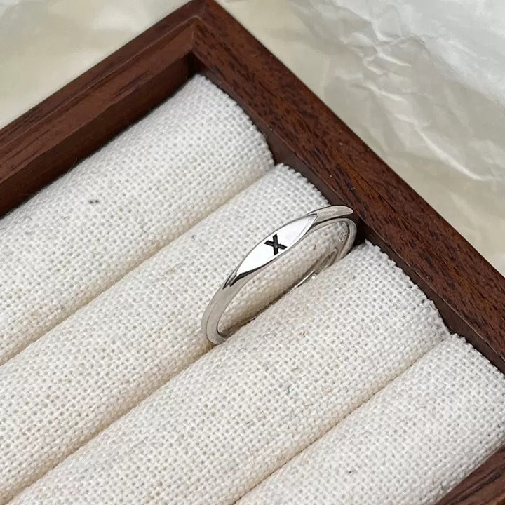 S925 Silver 18K Gold 26-Letter Minimalist Plain Band Ring