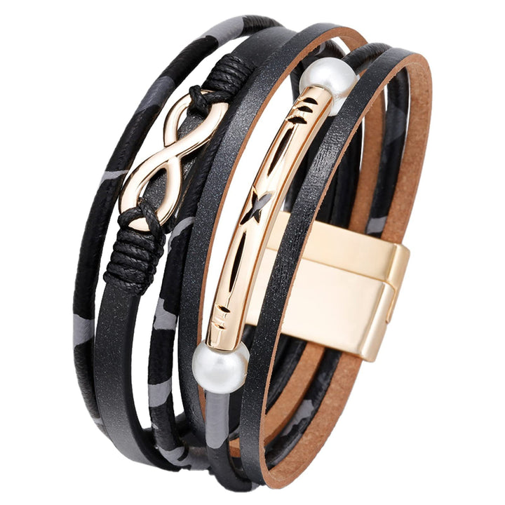 Multi-Color Multi-Layer Heart Braided Bracelet - Leather Diamond-Paved Niche Light Luxury Bracelet