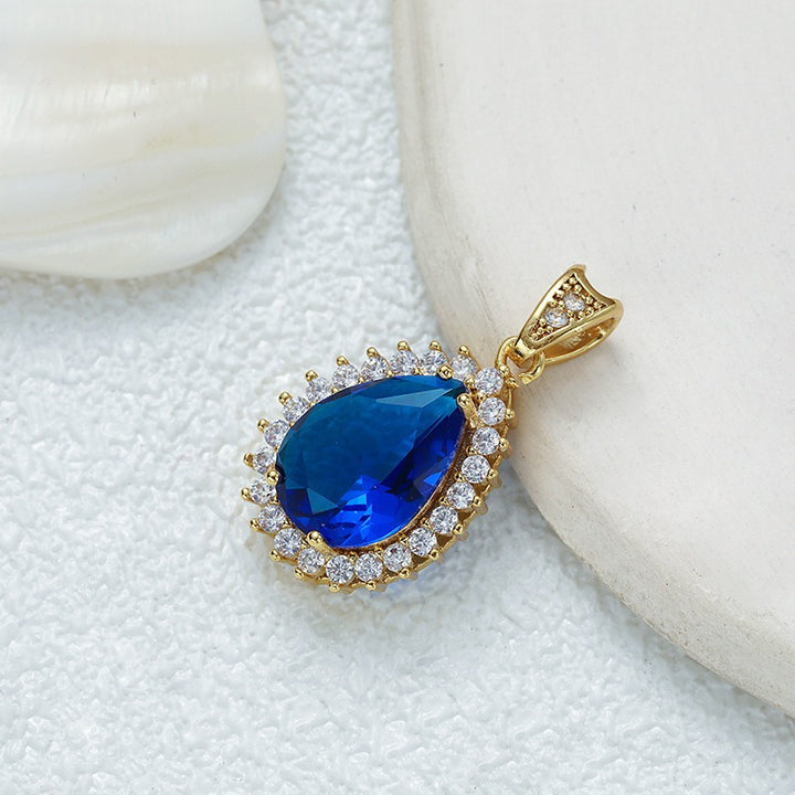 18K Gold Multi-Color Diamond-Paved Color Crystal Pendant Necklace