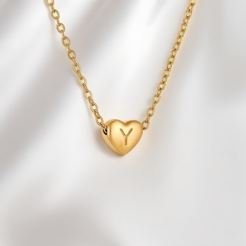 26 Letters Optional Heart Necklace - Women's Light Luxury Romantic Heart-Shaped Letter Accessory