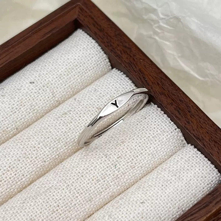 S925 Silver 18K Gold 26-Letter Minimalist Plain Band Ring