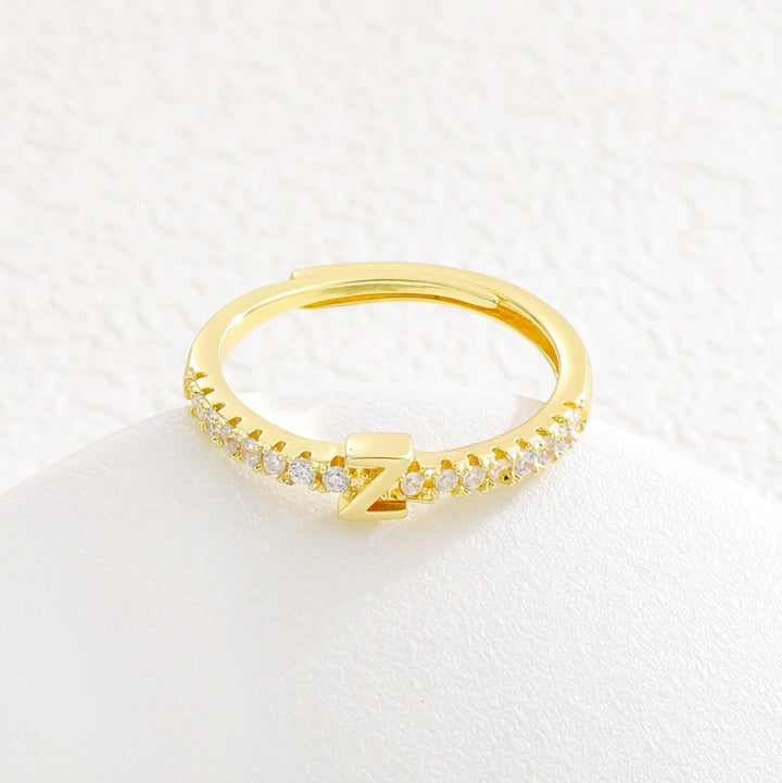 26 Letters Optional Diamond-Encrusted Ring - Gold/Silver Two-Color Women's Light Luxury Minimalist Personalized Accessory