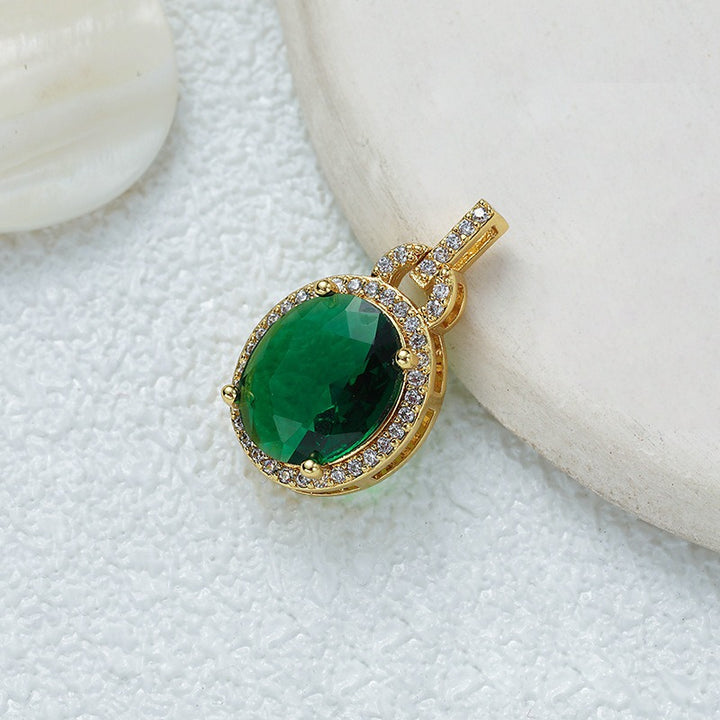 18K Gold Multi-Color Diamond-Paved Color Crystal Pendant Necklace