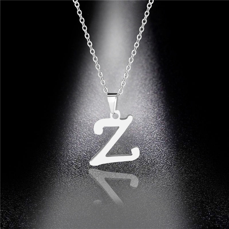 26 Letters Optional Minimalist Silver Necklace - Unisex Personalized Custom Initial Name Accessory