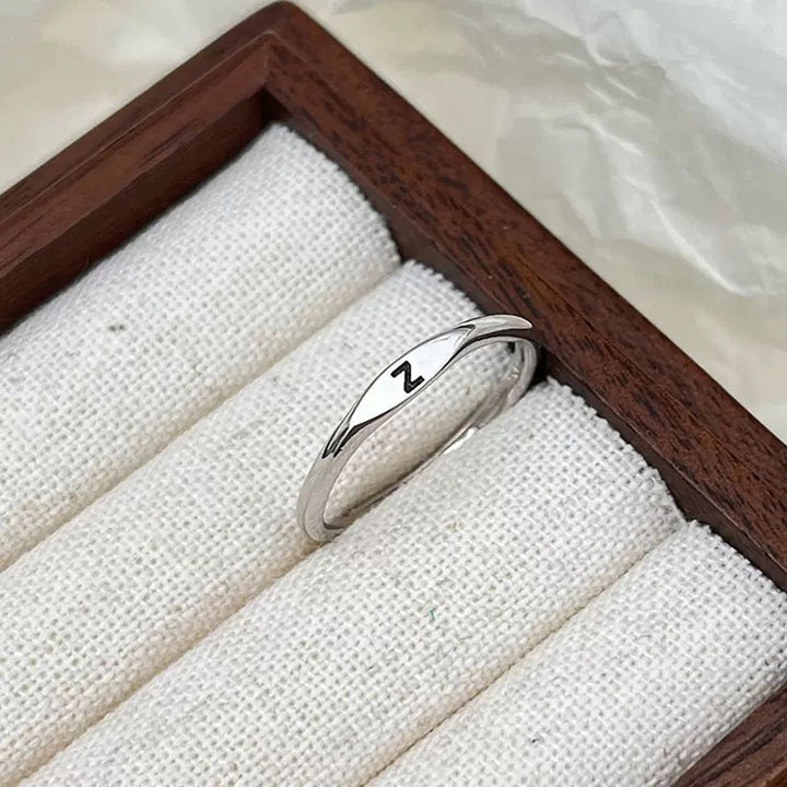 S925 Silver 18K Gold 26-Letter Minimalist Plain Band Ring