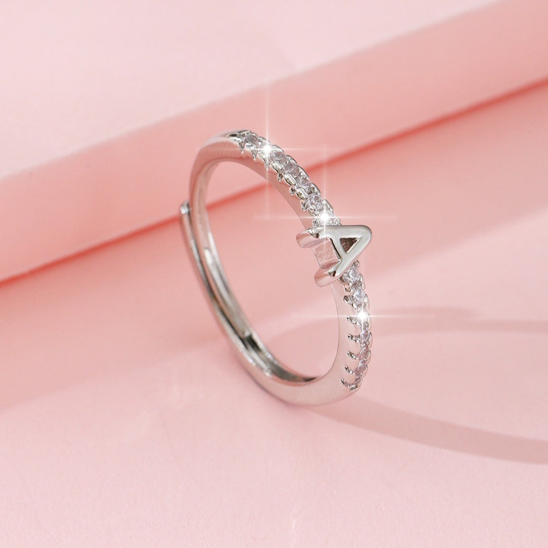 26 Letters Optional Diamond-Encrusted Ring - Gold/Silver Two-Color Women's Light Luxury Minimalist Personalized Accessory