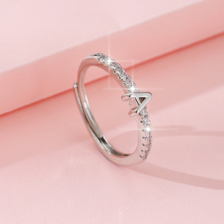 26 Letters Optional Diamond-Encrusted Ring - Gold/Silver Two-Color Women's Light Luxury Minimalist Personalized Accessory