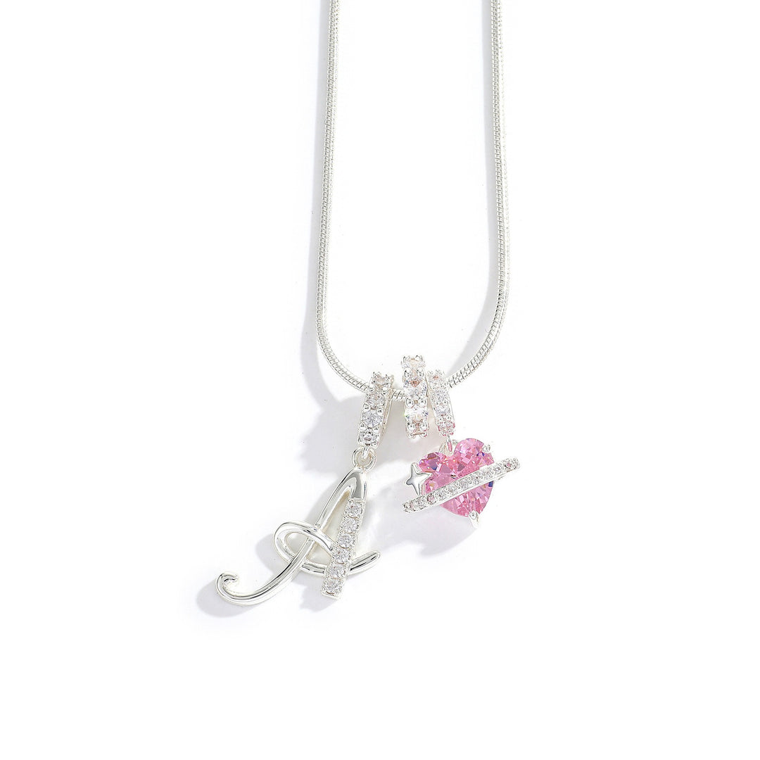 Letter Heart Diamond - Inlaid Combination Necklace (26 - Letter Version)